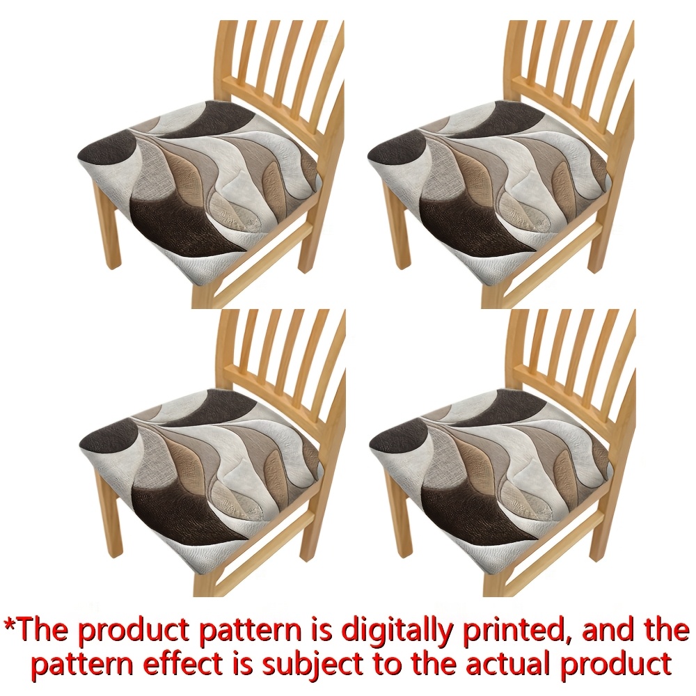 TEMU 2d Flat Chair Cover, Curved And Round Print Pattern, Simple And Elegant, Enhances Space Aesthetics. Suitable For Kitchen Dining, Kitchen Decor,