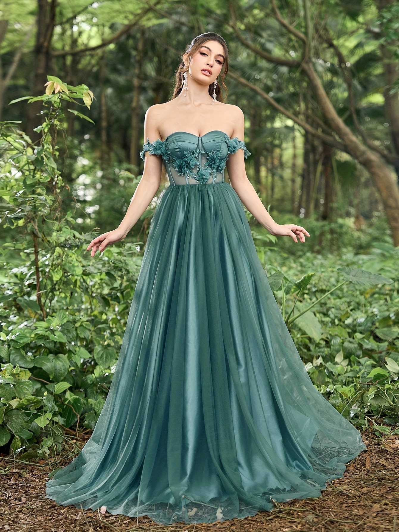 emerald green floral bridesmaid dresses Sharon Dress In Emerald Green Ditsy Floral Jacquard | Emilia Wickstead main image 1