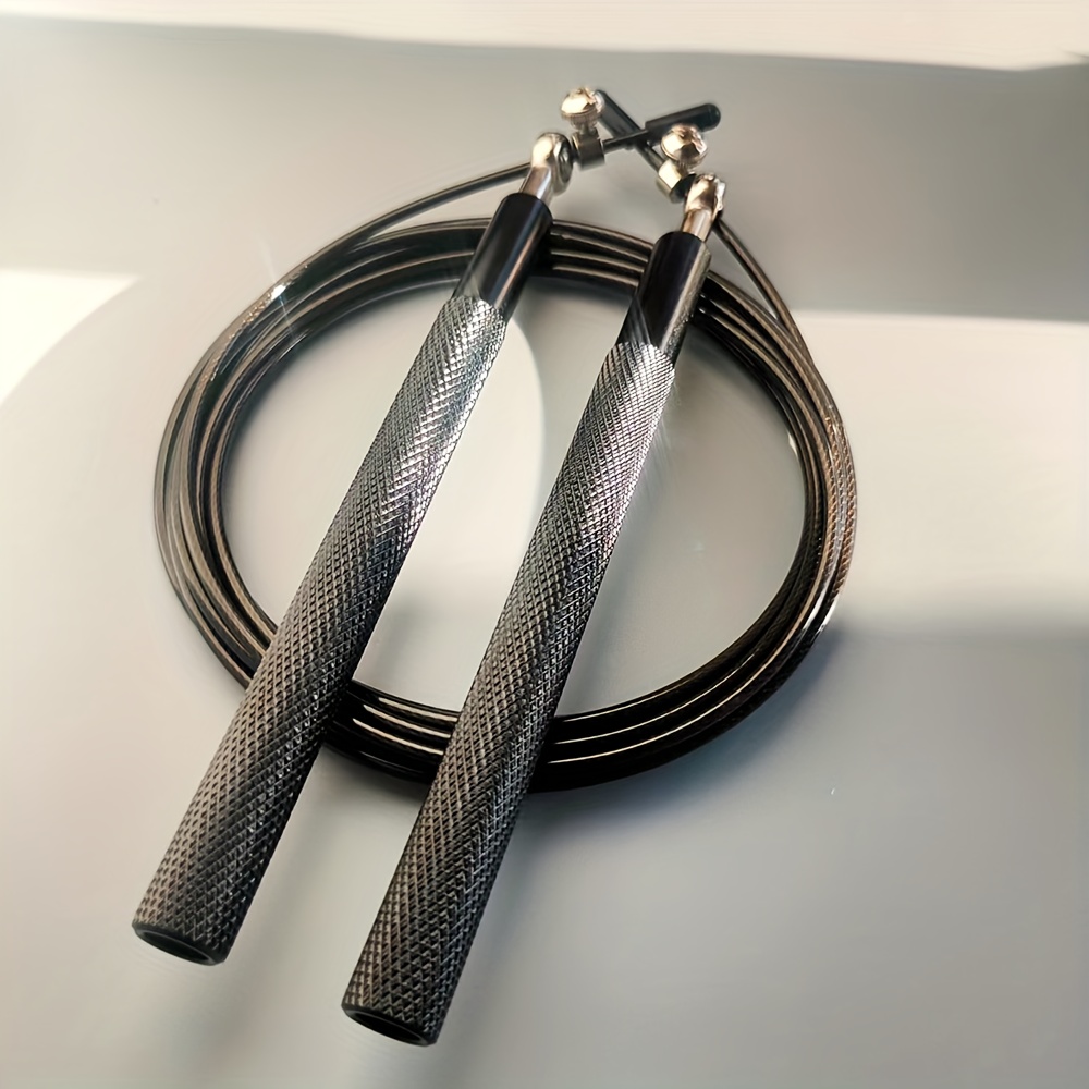 TEMU Aluminum Alloy Patterned Handle Jump Rope, 360° Rotating Universal Bearing Steel Wire Jump Rope, Non-slip Handle Black Unisex Professional