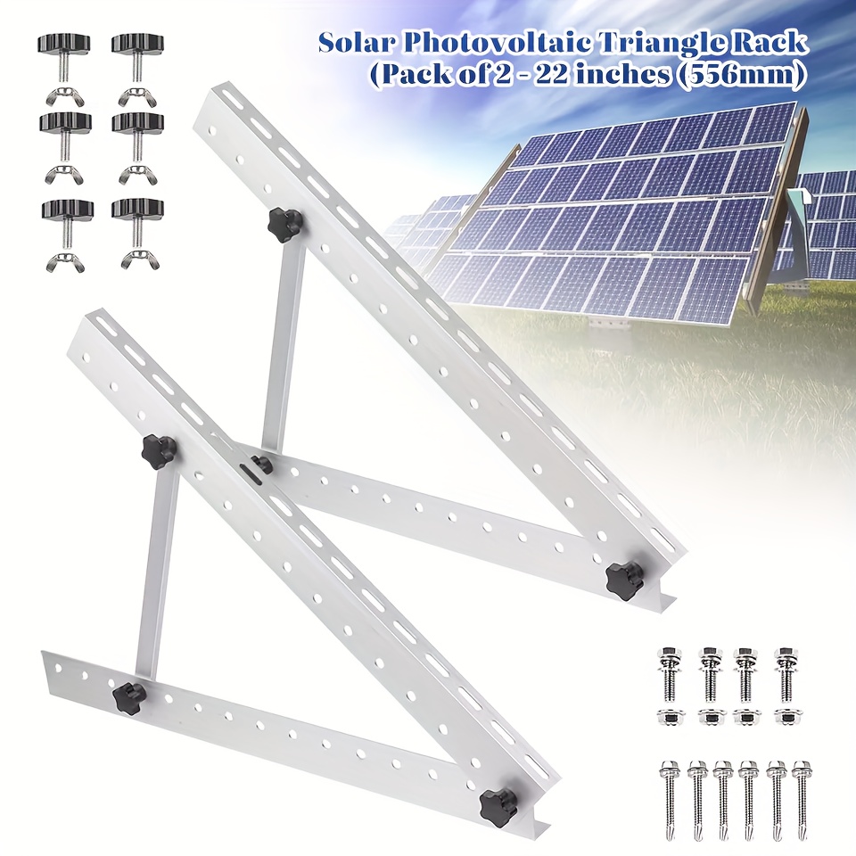 TEMU 2 pièces Support d’installation de panneau solaire photovoltaïque, support de montage inclinable de 0° à 90° pour panneau solaire, pour pieds et