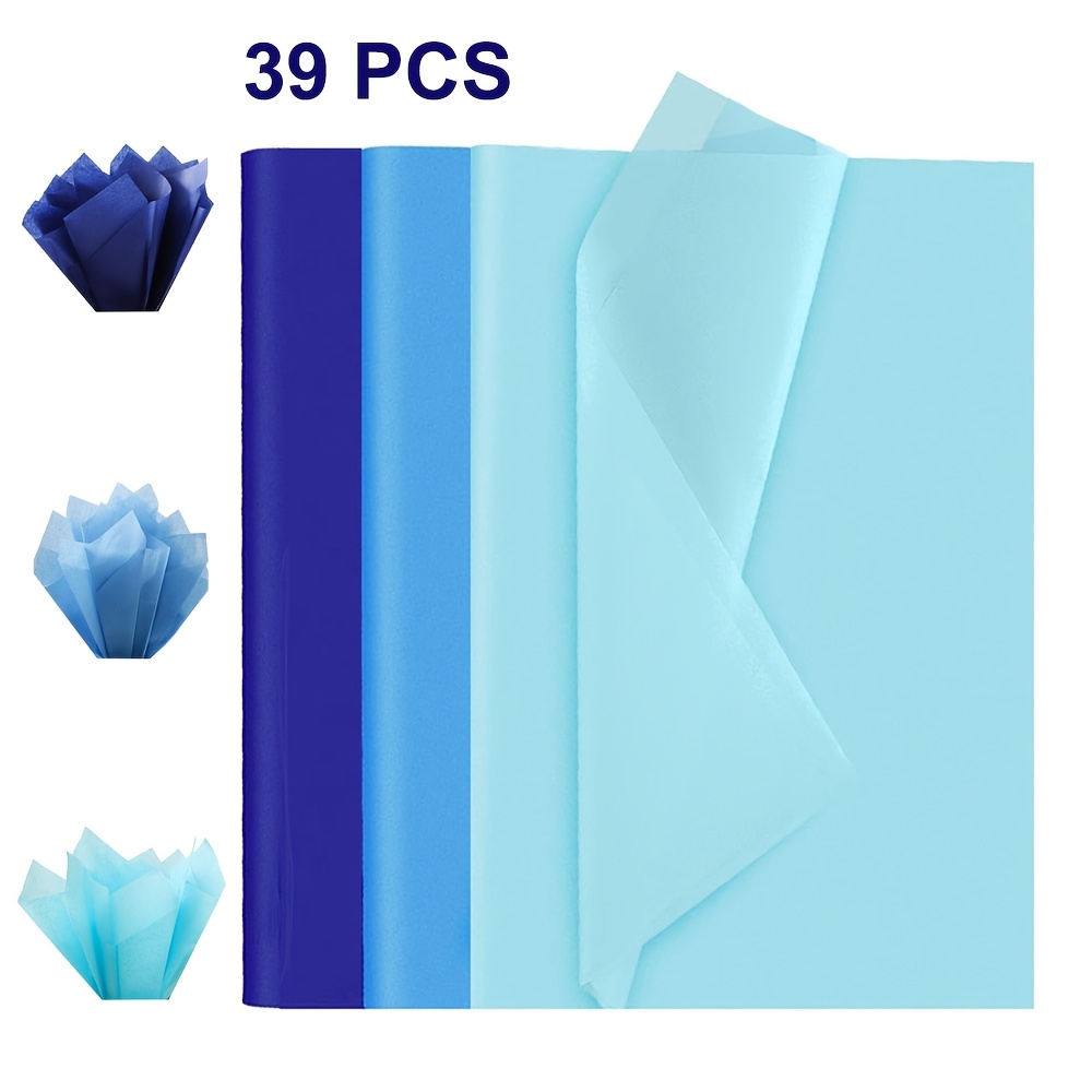 TEMU 39 feuilles de papier de soie bleu pour sacs cadeaux, 14 X 20 pouces, papier de soie d'emballage Artdly pour Halloween, Noël, de diplôme, ,