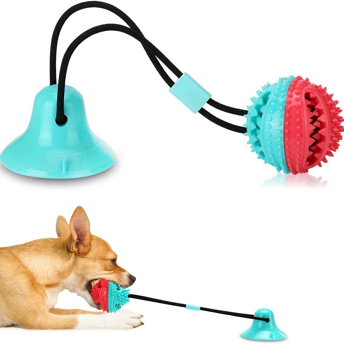 

Suction Cup Dog Ball Toy For Pet Teeth Cleaning And Molar Playing, Durable Pet Rope Toy For Interactive Fun And Healthy Chewing