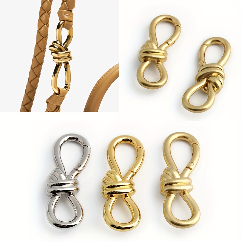 

2pcs 74mm Gold-tone Twisted Spring Ring Clasps - Perfect For Jewelry Display And Organization