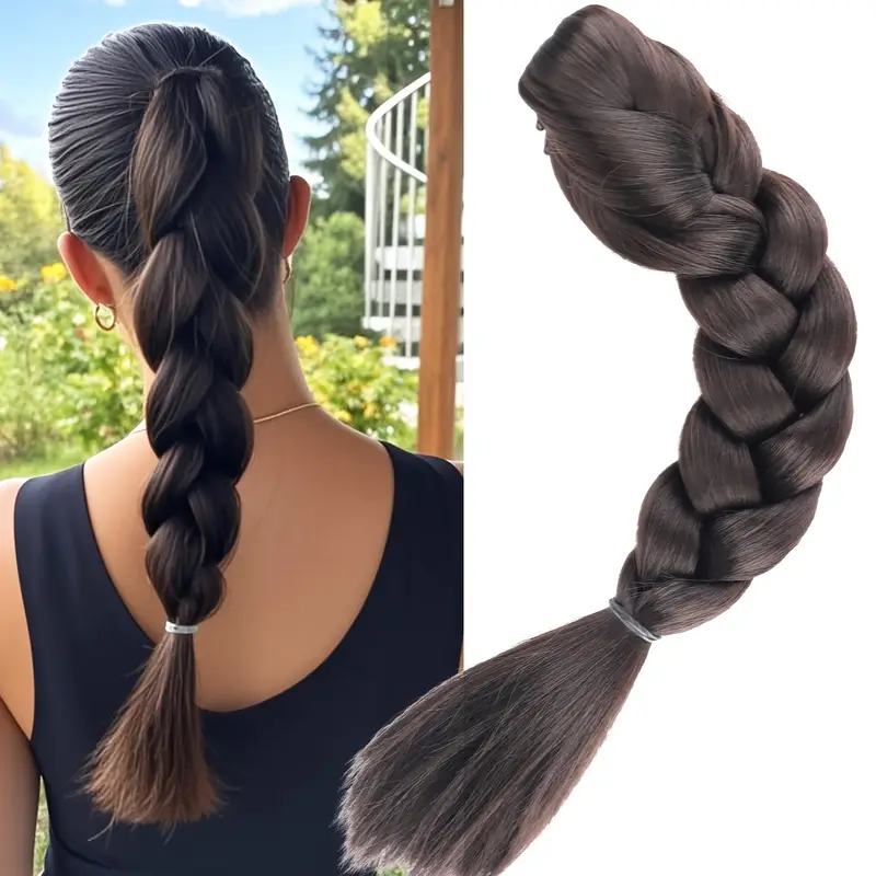 braided ponytail extension claw clip ponytail synthetic extension halloween details 0