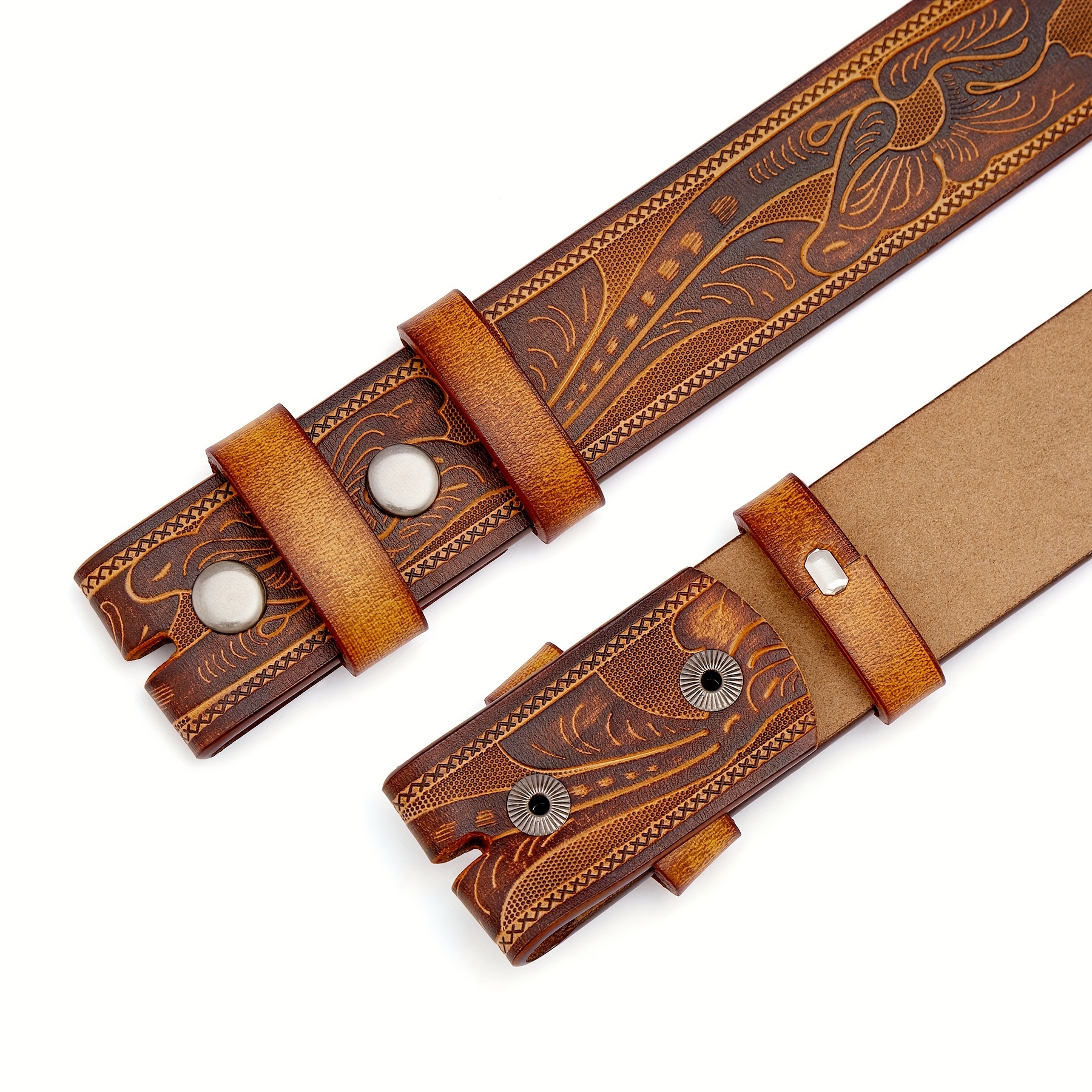 Real Leather Belt Strap Split Cowhide Western Buckle Belt