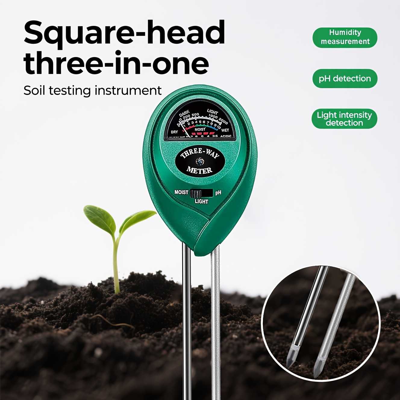 3-in-1 Soil Tester, Moisture Ph V Luminometer No Battery Required, Garden Plant Care Tool Suitable For Indoor, Outdoor Greenhouse Planting
