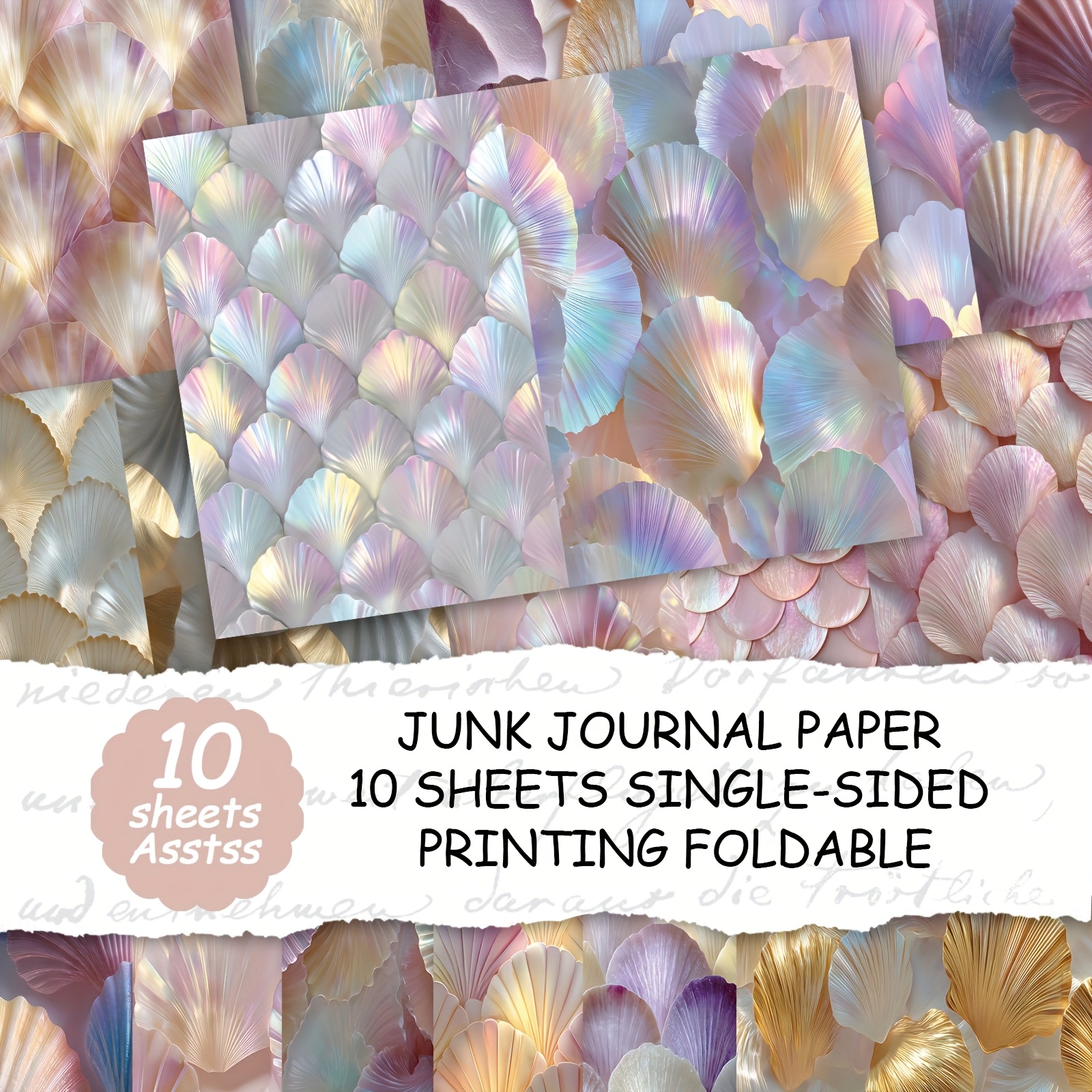 TEMU 10 vellen A4 kleurrijke schelpstijl scrapbookpapier omslag, afvalpapier dagboekpapier, handgemaakt afvalpapier dagboek en decoratief