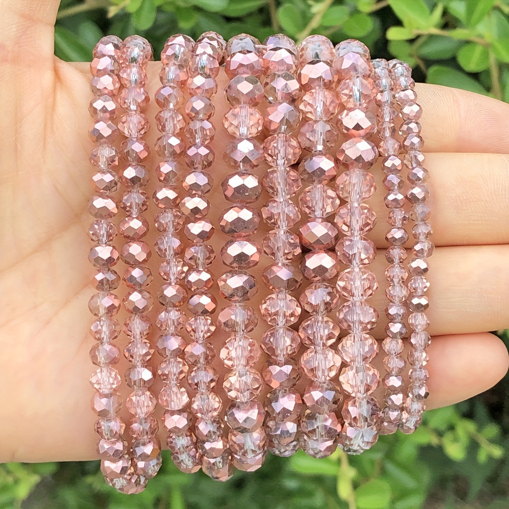 

Annebeads Ab Rose Golden Crystal Beads, 3-8mm Loose Spacer Beads For Making - Ideal For Bracelets, Necklaces & Earrings