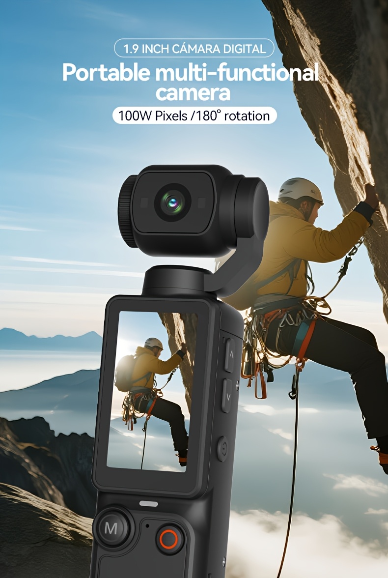 w&o 4k camera con da 1.9 e rotazione a ° - registrazione video 4k, scheda da 32gb, ricarica usb-c, stabilizzazione digitale, auto focus, compatibile per ciclismo, , vlogging - camcorder portatile per s, youtuber Dettagli dell'articolo 0