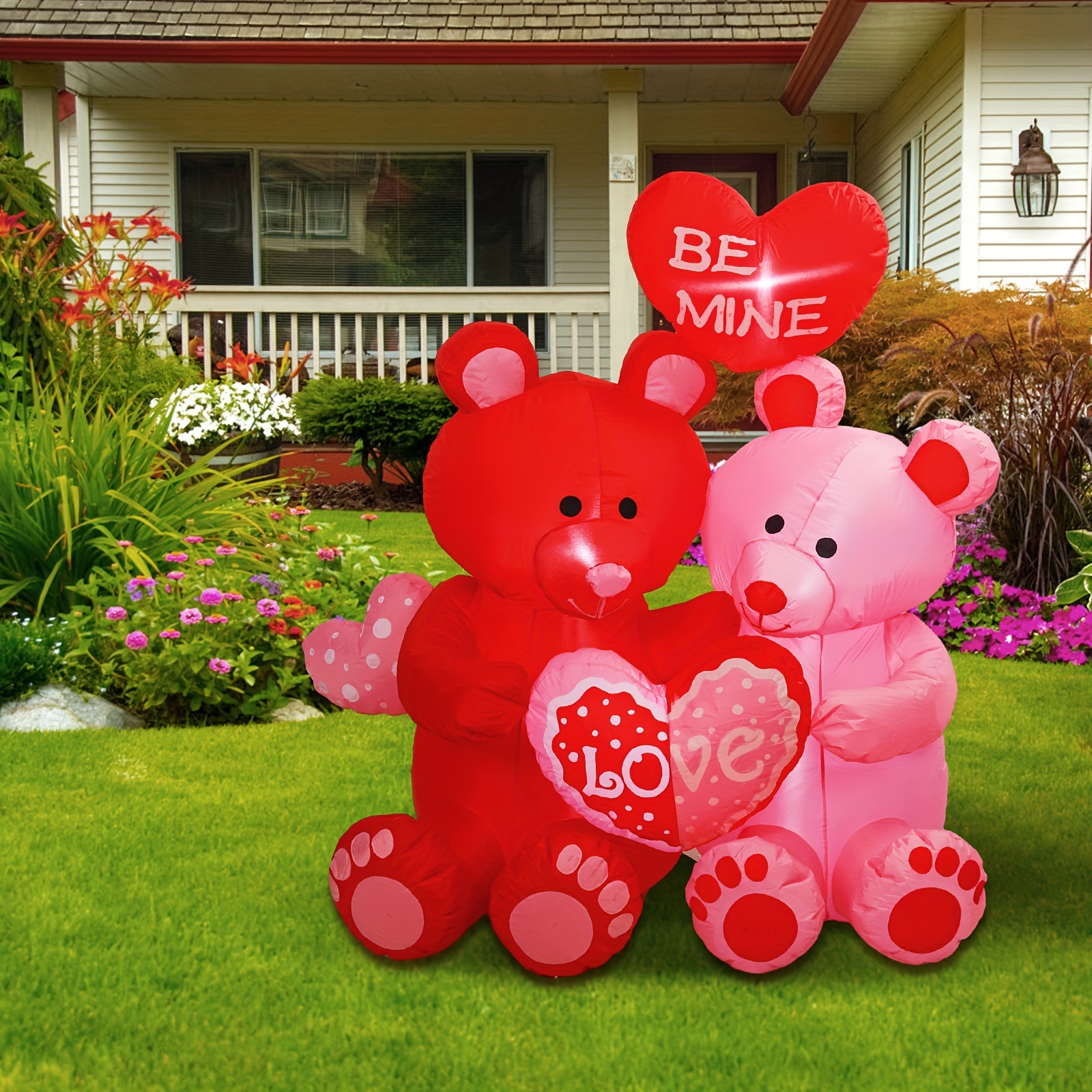 

A Red And Pink Combination Cartoon Bear Shape Balloon Lamp Suitable For Valentine's Day Wedding Anniversary Indoor And Outdoor Used Party Decorated Romantic And Atmosphere Creator