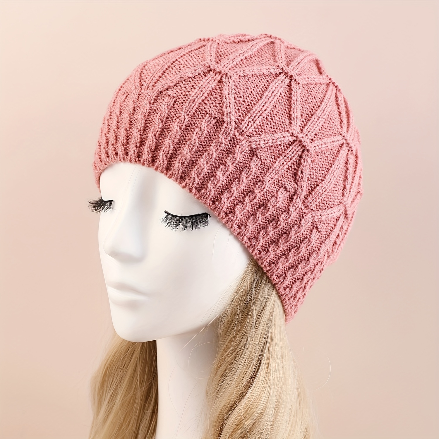 Unisex Single-Layer Cable Beanie, Windproof Ear-Protecting Hat