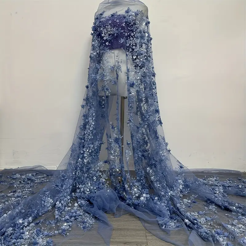 2.5 Yards (130x228cm) Luxury Bridal Beaded Lace Fabric with 3D Floral Embroidery, Sequins & Pearls - African Nigerian Sheer Wedding Dress Material, Hand Wash Only, 207* * Lace Dress, Formal Gown ... 2.5 Yards (130x228cm) Luxury Bridal Beaded Lace Fabric with 3D Floral Embroidery, Sequins & Pearls - African Nigerian Sheer Wedding Dress Material, Hand Wash Only, 207* * Lace Dress, Formal Gown ...