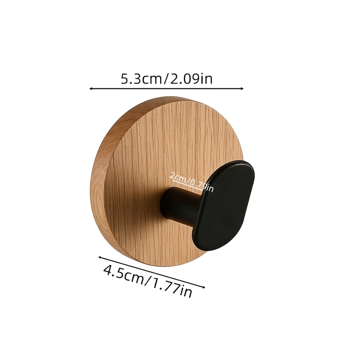 TEMU 1pc Luxury Walnut Wall Mount Hook No-drill Strong Adhesive Stable Smooth Protective Hook Universal For Entryway Clothes Bathroom Towel Kitchen