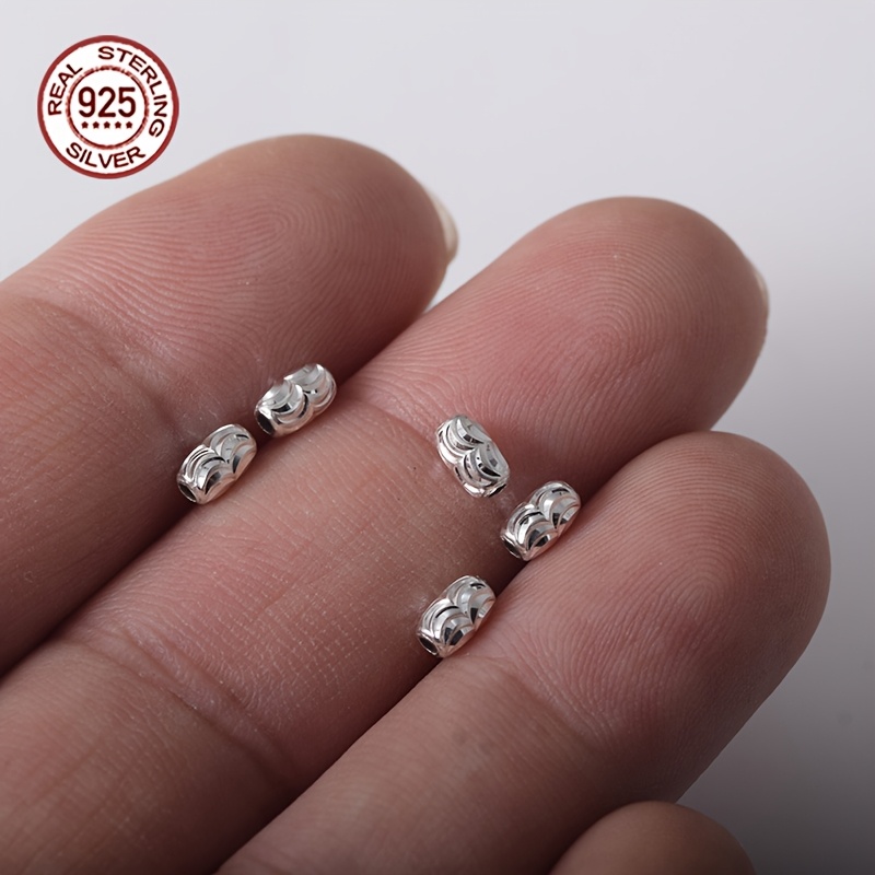 20pcs S925 Sterling Silver Fluted Beads for DIY Jewelry Making