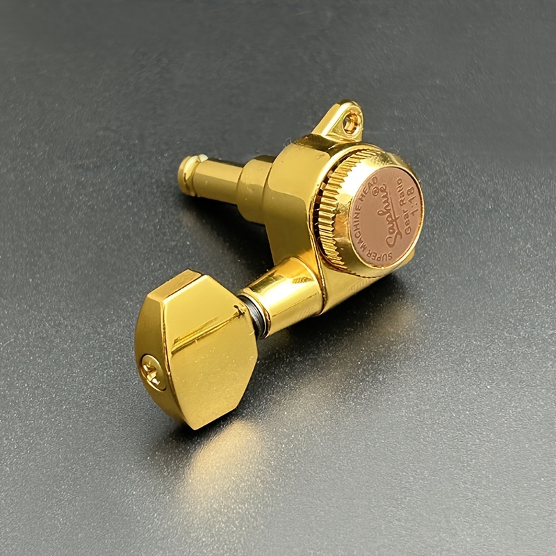 [SAPHUE Guitar Locking Tuners] 6pcs SAPHUE Guitar Locking Tuners - 1:18 Locking Ratio, Hexagonal Handle with Sealed Gear & Cast Housings in Black/Golden/Chrome for Electric/Acoustic Guitars (Includes Mounting Hardware)