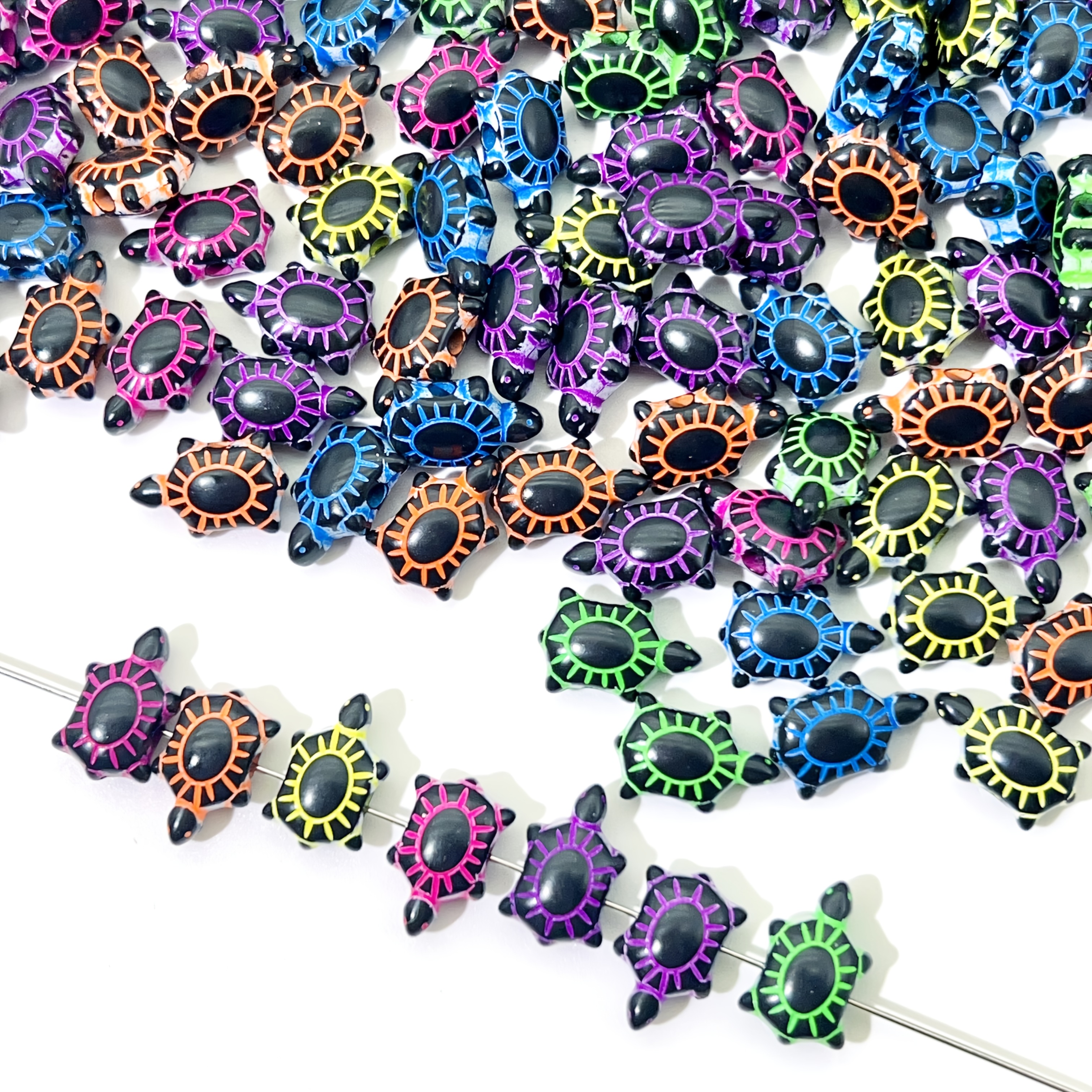 TEMU 170pcs Black & Colorful Acrylic Turtle Beads - Fun Beads - Diy Crafting And