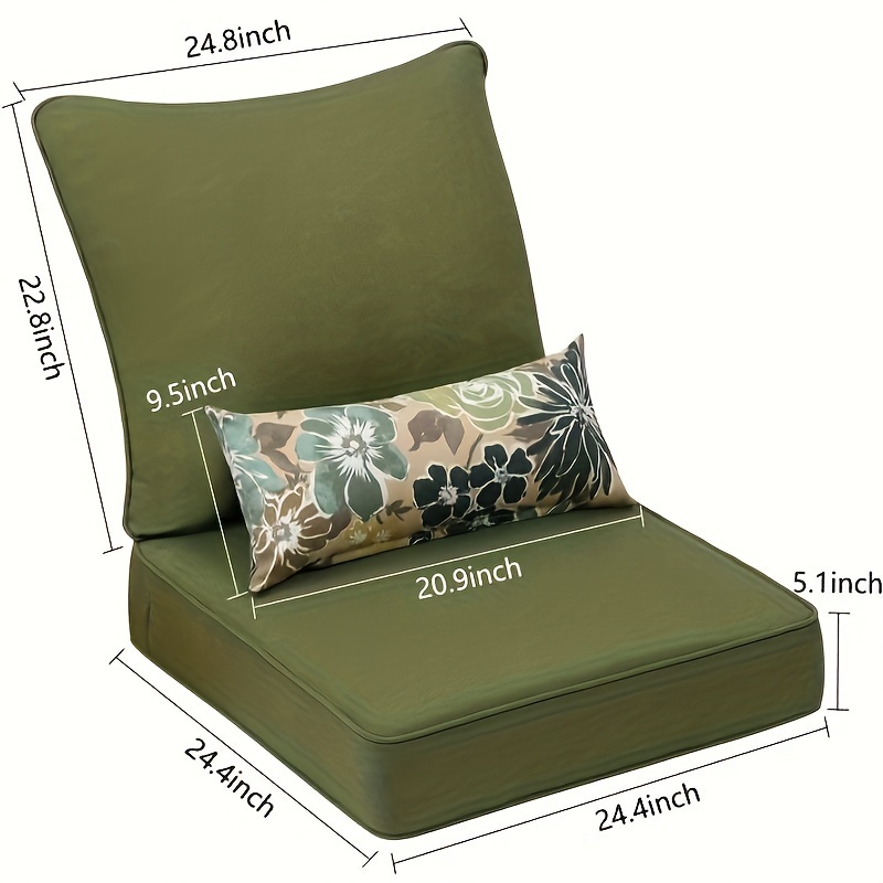 

24'' X 24'' Patio Deep Chair Cushion - 2 Back 2 Seater 2 Pillow