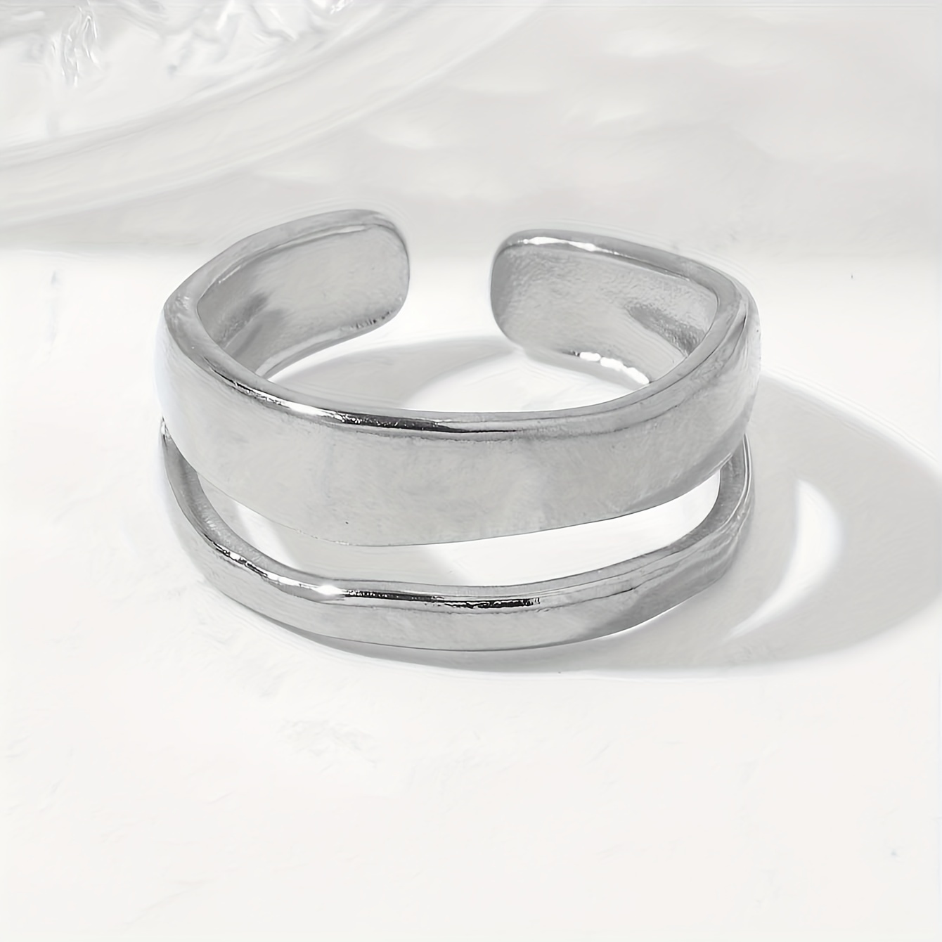 Adjustable Cuff Ring Vintage Style Stainless Steel Jewelry