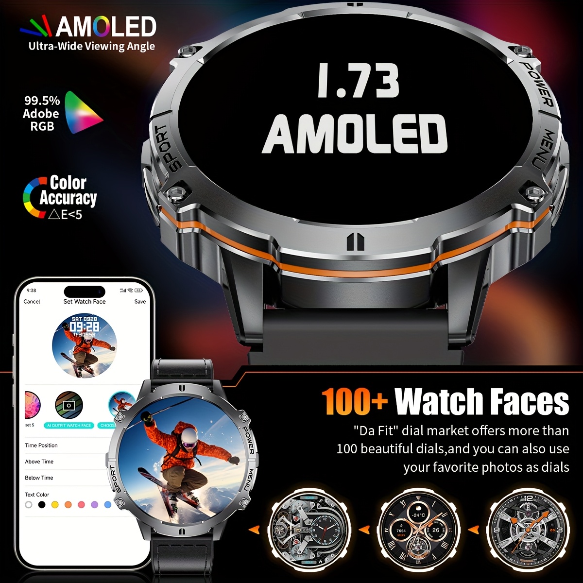 LIGE Smart Watch for Men, AMOLED Touch Screen