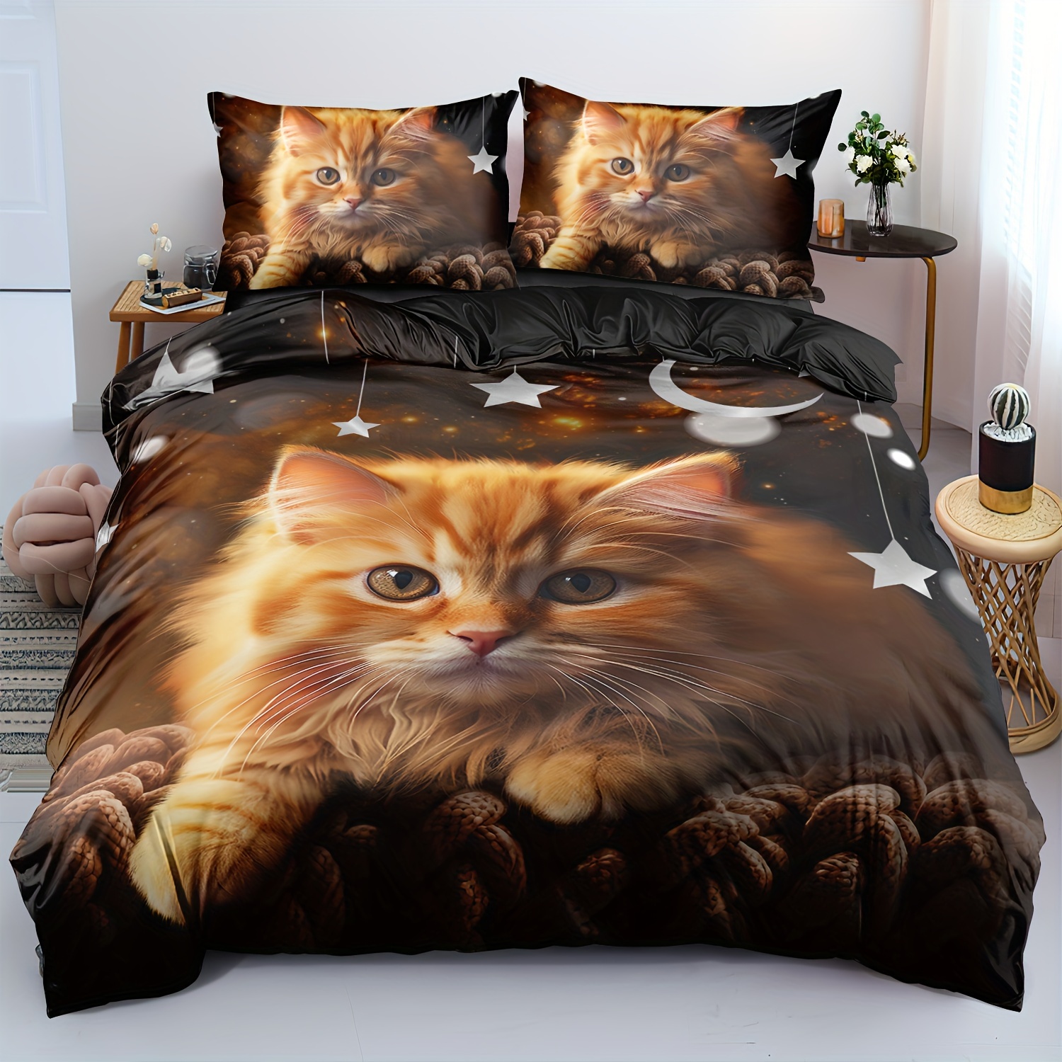 

2/3pcs Soft And Comfortable Duvet Cover Set, Bed Duvet Cover Set Girls Cat, Girl Bedding Set Cat, Kawaii Bedding Set Girls, Cute Duvet Cover (1*duvet Cover + 2*pillowcase, Core Not Included)