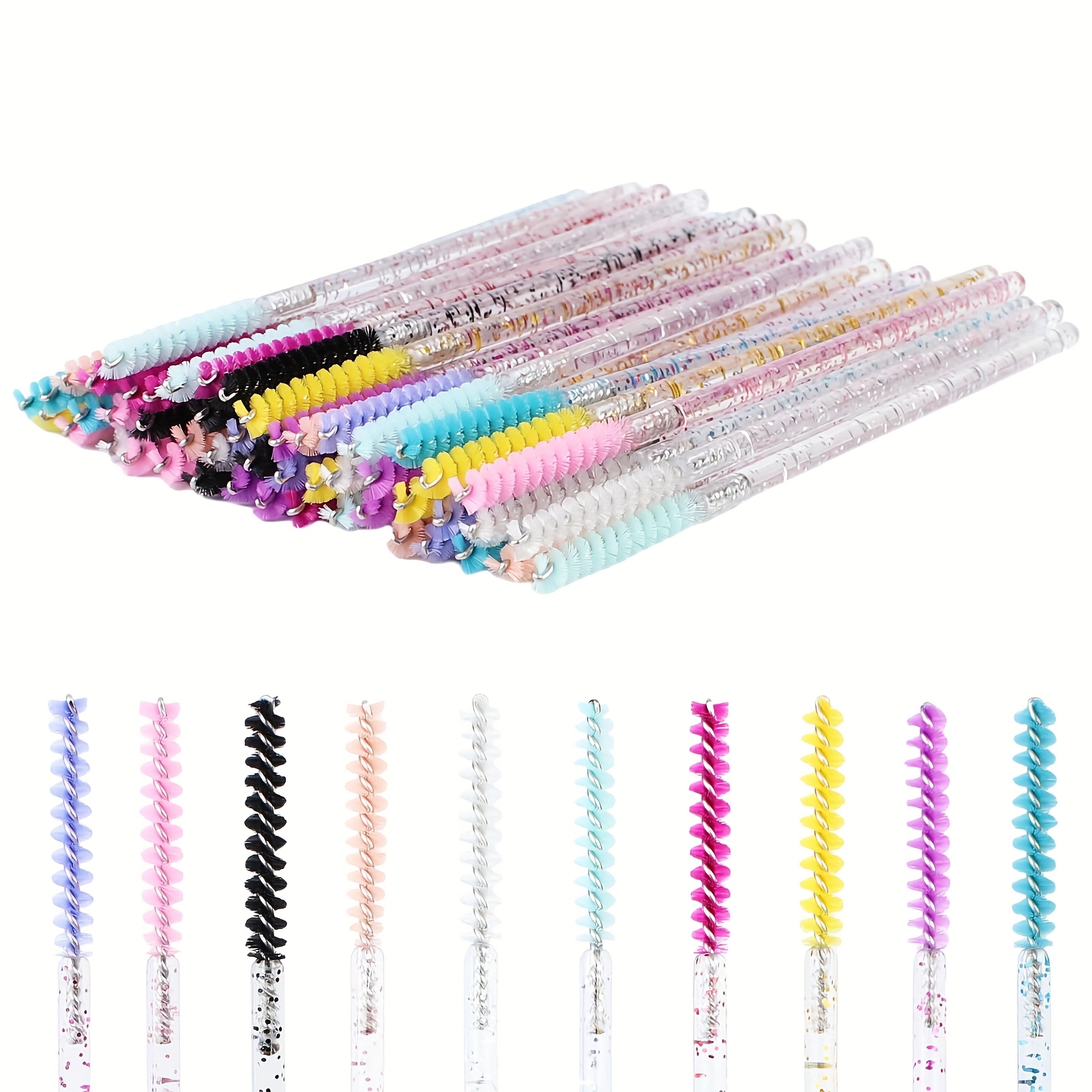 TEMU 40pcs Disposable Makeup Brush Eyelash Mascara Wands Cosmetics Applicator Eyebrow Comb Lash Extension Supplies Tool Mixed Colors