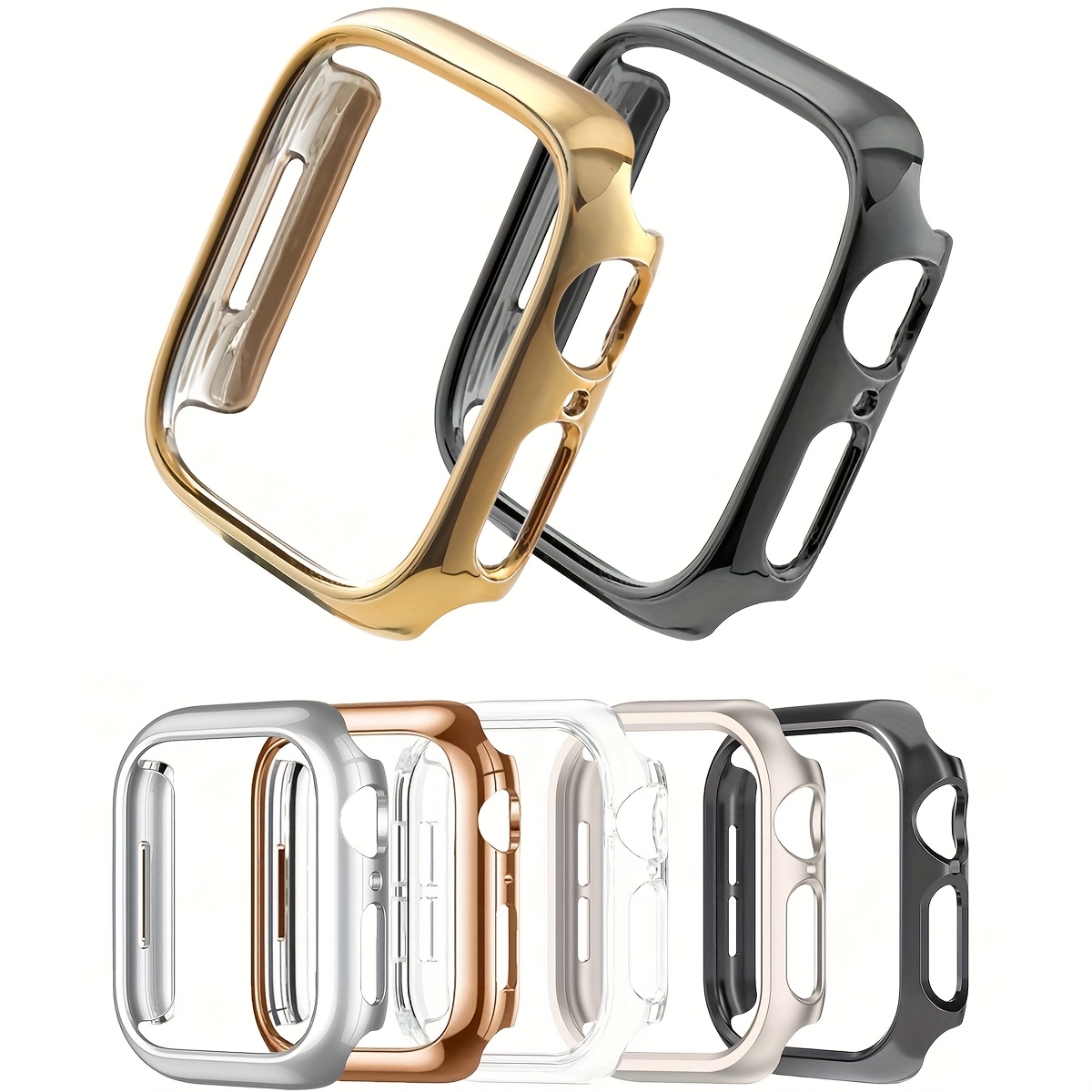 アイテム画像   watch series ultra/se/11/10/9/8/7/6/5/4/40/41/42/44/45/46/49mm対応 電気メッキバンパーケース 1個 男女兼用 [ス テクターなし] 超薄型 高硬度pc 耐衝撃ケースカバー 保護フレーム スマートウォッチケースアクセサリー