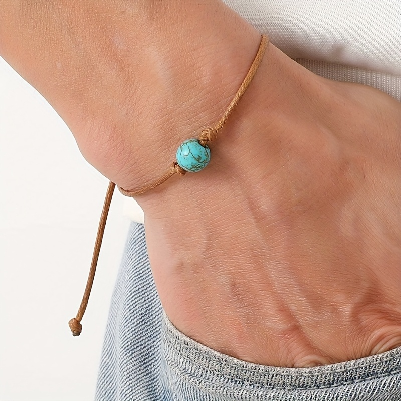 Vintage Turquoise Beaded Woven Men's Bracelet