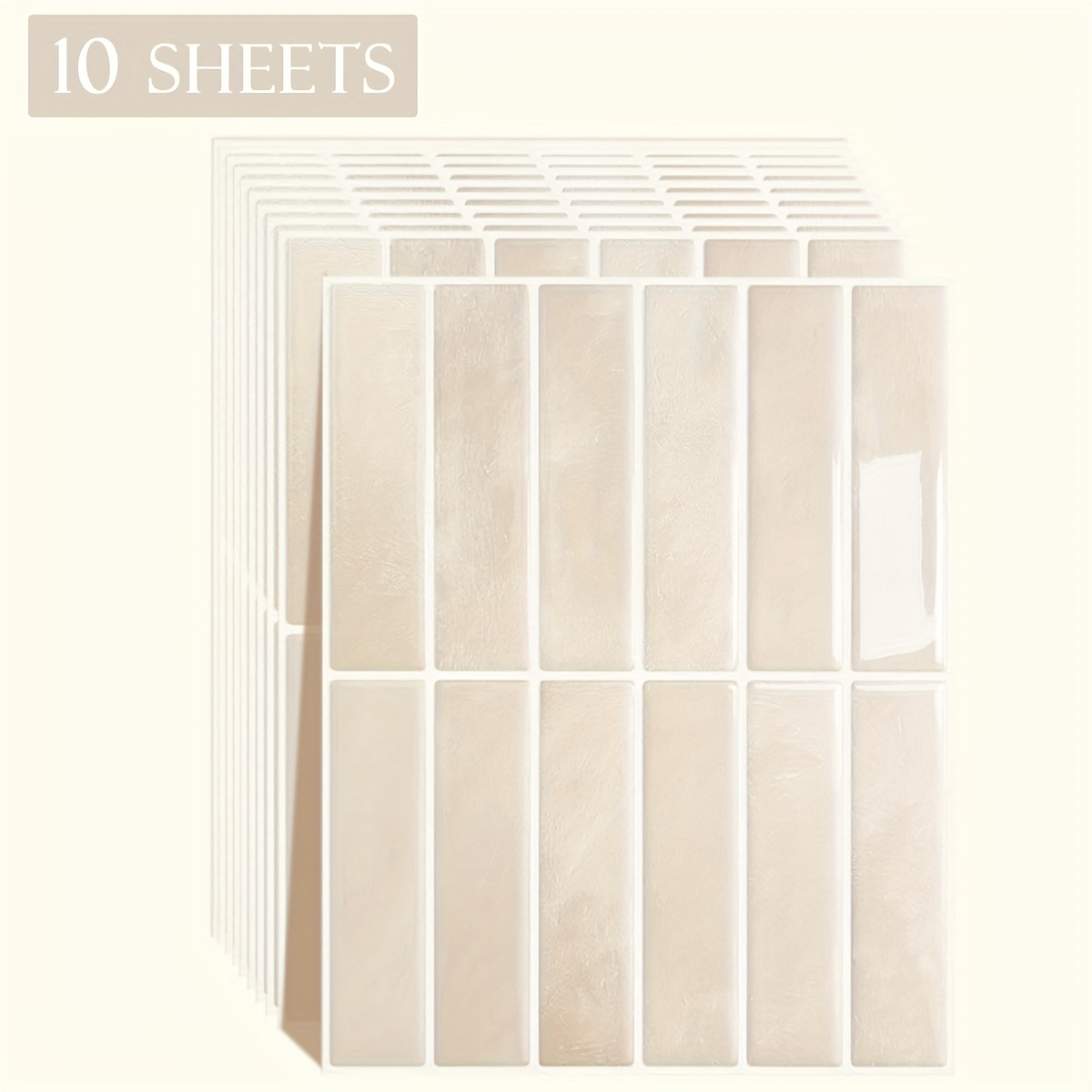 10-sheet 3d Peel And Stick Tiles, 11.42" X 9.06" - Easy To For Kitchen Backsplash & Wall Decor, Self-adhesive, Durable Plastic Material, Tiles | Marbled Pattern Tiles | Versatile Vinyl Material