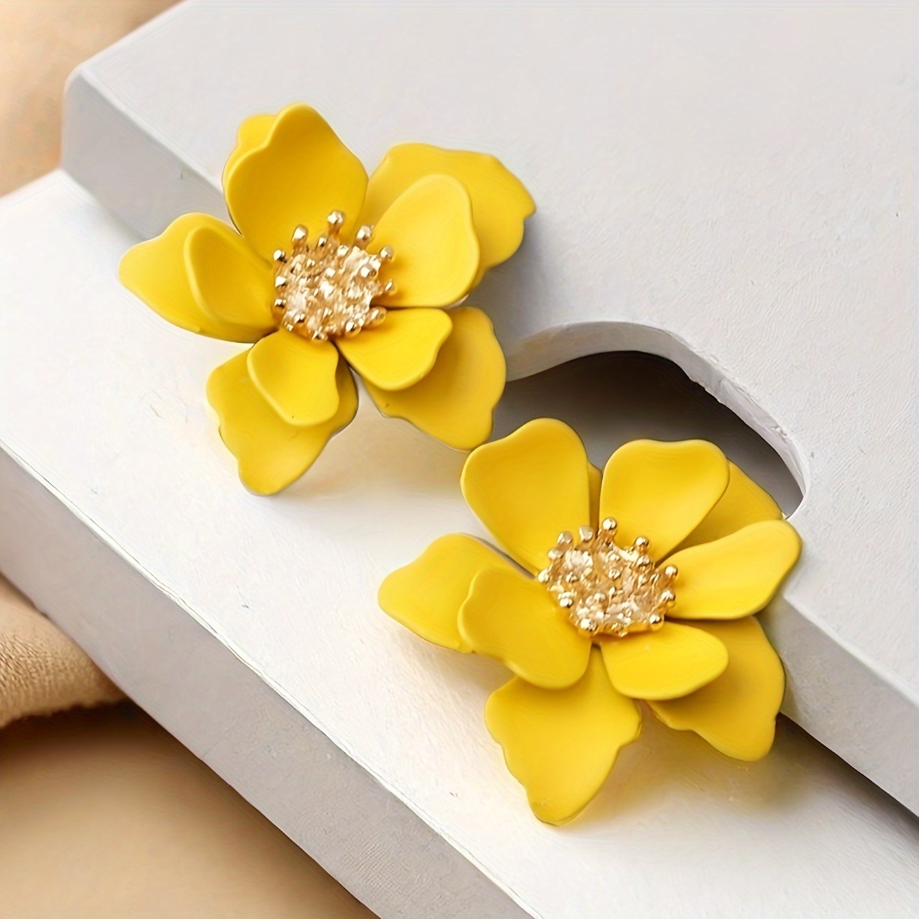 Image of Whimsical , Chic Vintage-inspired Colorful Frosted Flower Stud Earrings - , Alloy, & Special Occasions