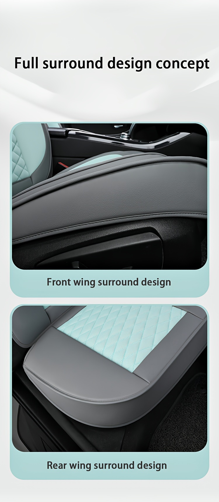 for beige gray quilted car seat cover cartoon design full coverage leather mesh fabric 1 seat five seat option stylish comfortable car seat protector quilted design luxury fee Product details 13