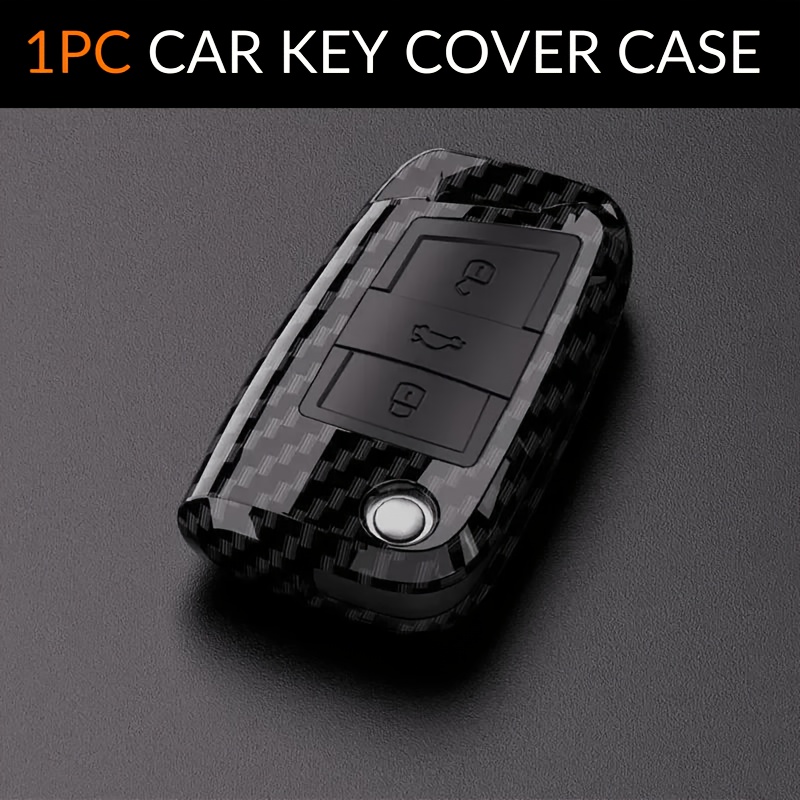 Image of 1pc Vw For Compatible Carbon Fiber Car Key Fob Cover Case, Durable Abs Protective Shell For Golf 7 Mk7, Tiguan Mk2 ( For Folding Key), For Seat , Leon Fr, Ibiza, Octavia - Stylish Accessory