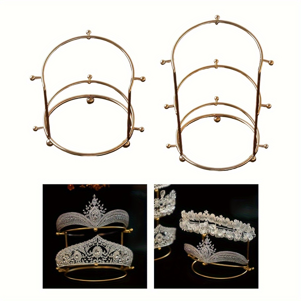 

1pc Tiara Crown Headband Storage Rack, 2/ 3 Layer Display Rack Golden Princess Crown Stand Holder Headbands Storage Organizer