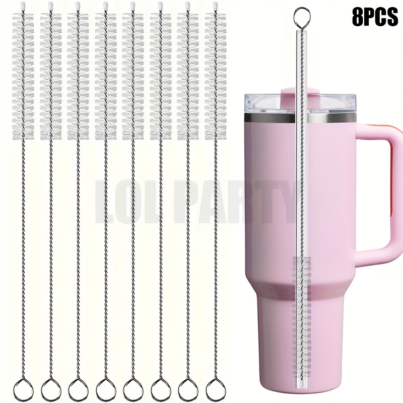 E-shop Set mit ultralangen Reinigungsbürsten für Strohhalme, mit einem 8-teiligen Edelstahlgriff-Bürsten-Set, ideal für Glasbecher, Strohhalmbecher,