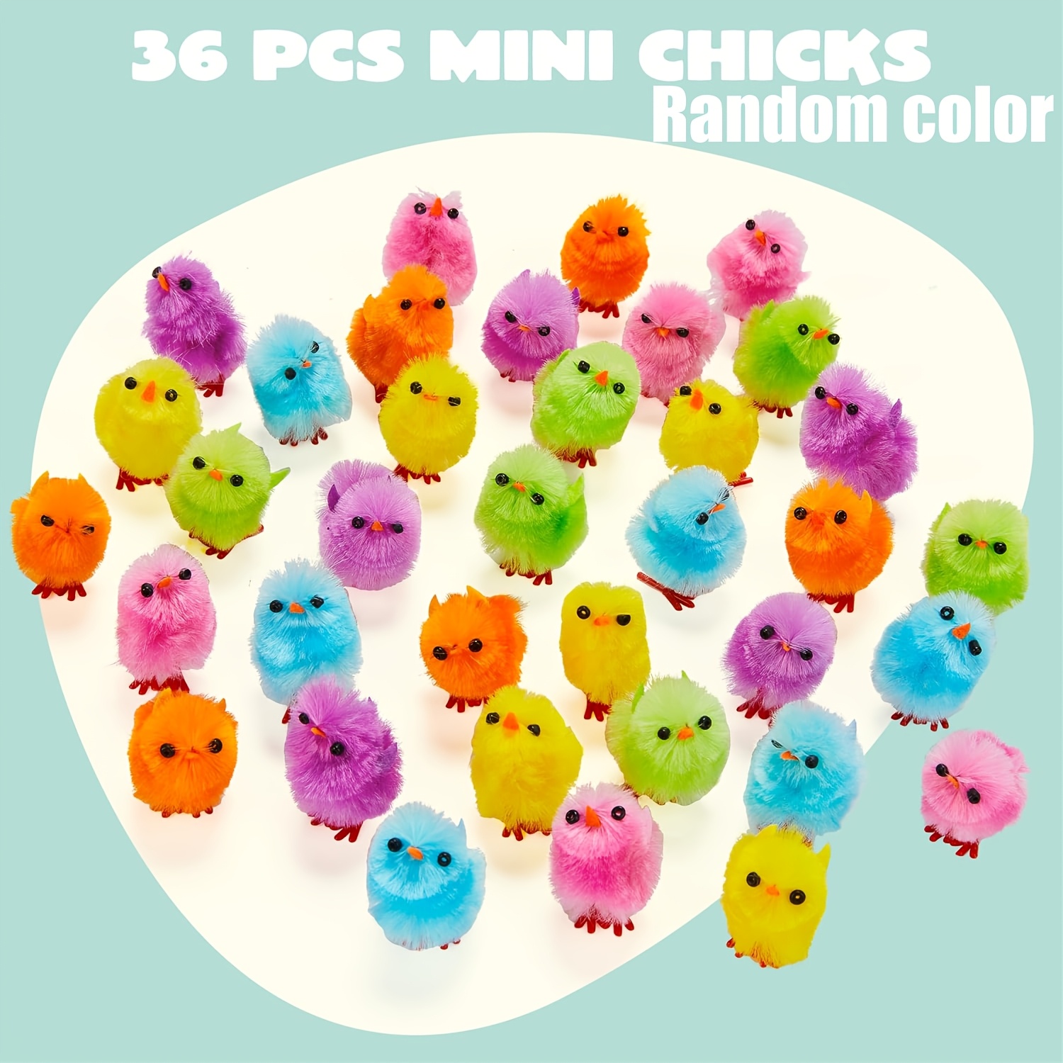 36pcs Easter Colorful Mini Chicks, Easter Chicks For Easter Bonnet, Art Craft Party Activity Centerpiece Decorations Random Color