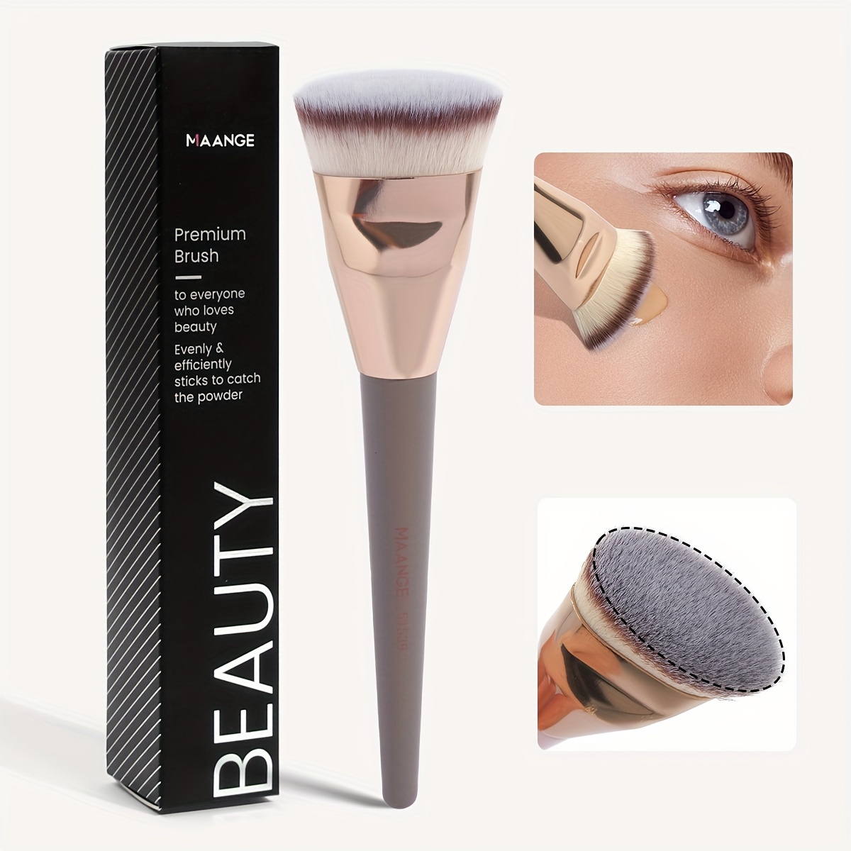 

Flat Top Foundation Brush, Soft Dense Bristles, Professional Makeup Brush For Liquid, Bb Cream, Powder, Blush Application
