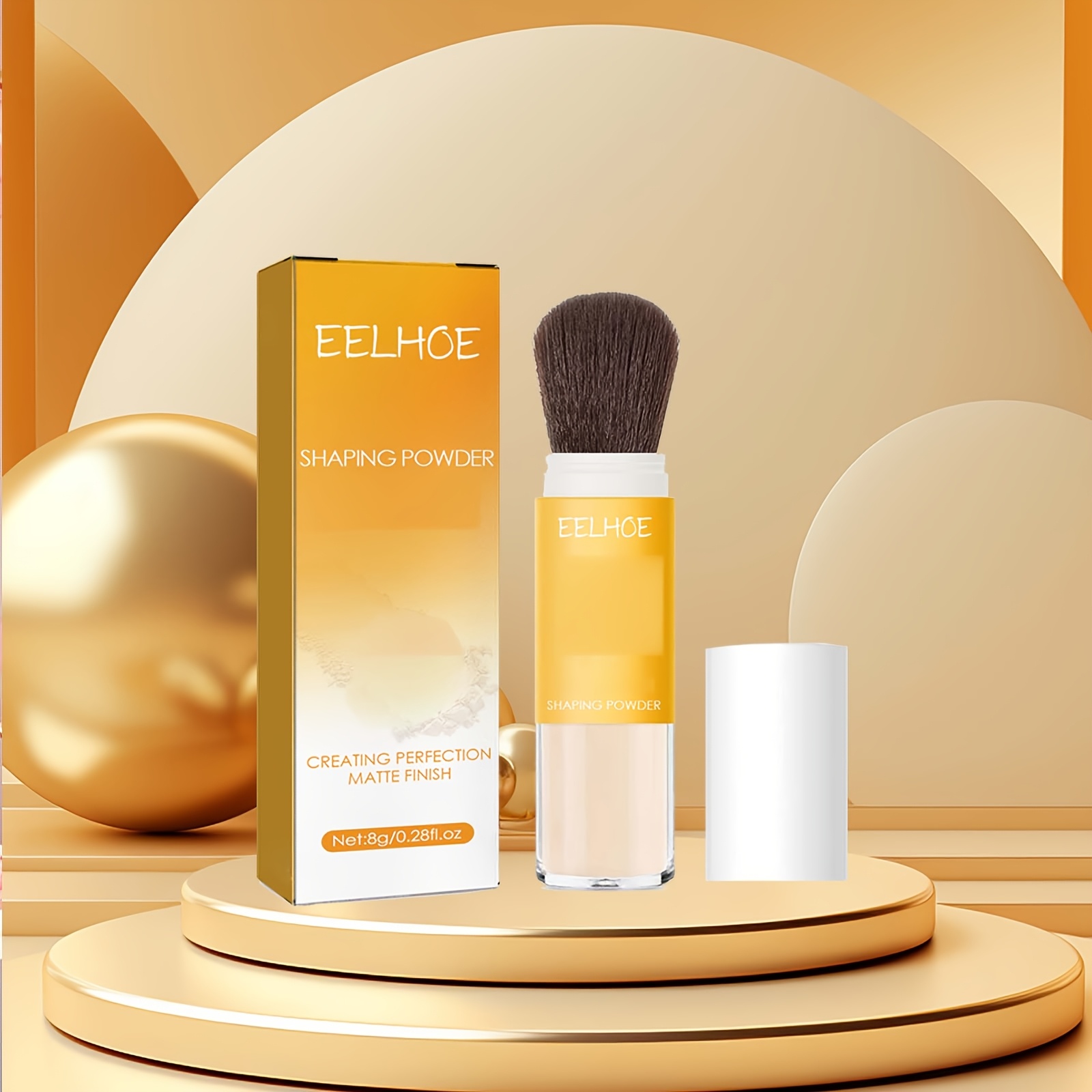 EELHOE 0.28oz Long-Lasting Waterproof & Sweatproof Setting Powder - Natural Finish, Buildable Coverage, Lightweight Moisturizing Formula for All Light Beige Types, Brown Tones