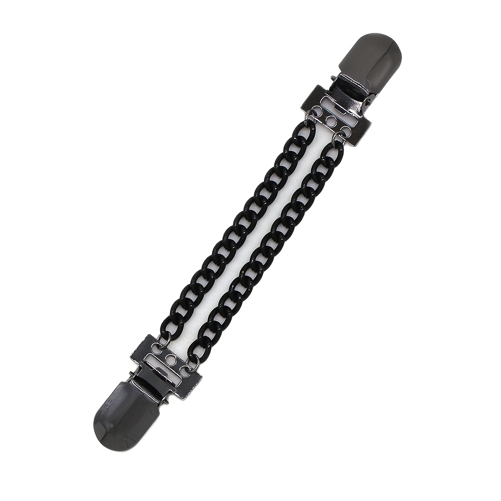 TEMU Fashionable Metal Black Chain Sweater Clip, Cardigan Clip For Women, Anti-slip Shawl Button, Collar Clip, Dress Waist Cinching Accessory