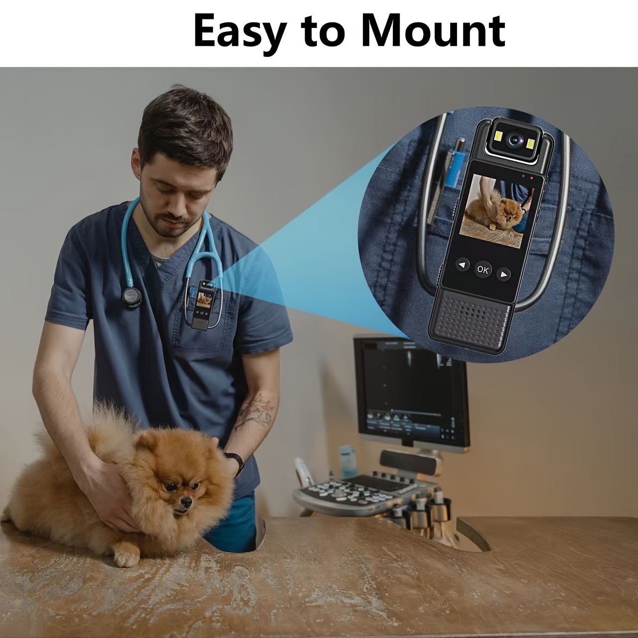 1080p full hd wearable action camera portable video recorder with 1200mah lithium polymer battery usb dual charging   one click audio video recording night   no sd card included details 3