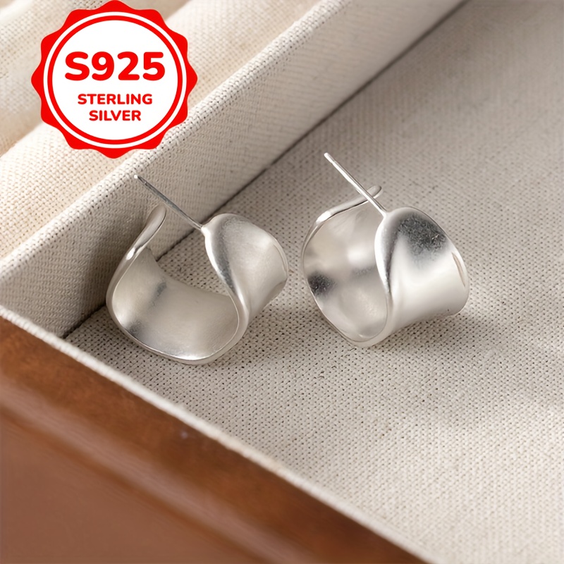 

Elegant 925 Sterling Silver Stud Earrings - Hypoallergenic, Matte , Suitable For And Gifts,