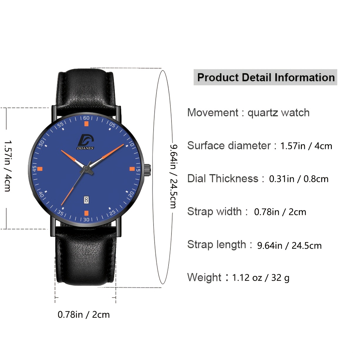 4pcs Men's Stylish Business Quartz Watch Set