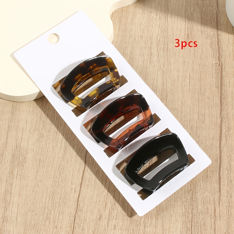 Image of 3pcs Temperament Easy Hollowed-out Square Hair Catching Clip Female Head Shark Clip Half Tied Clip Out Senior Headdress Holiday Gift