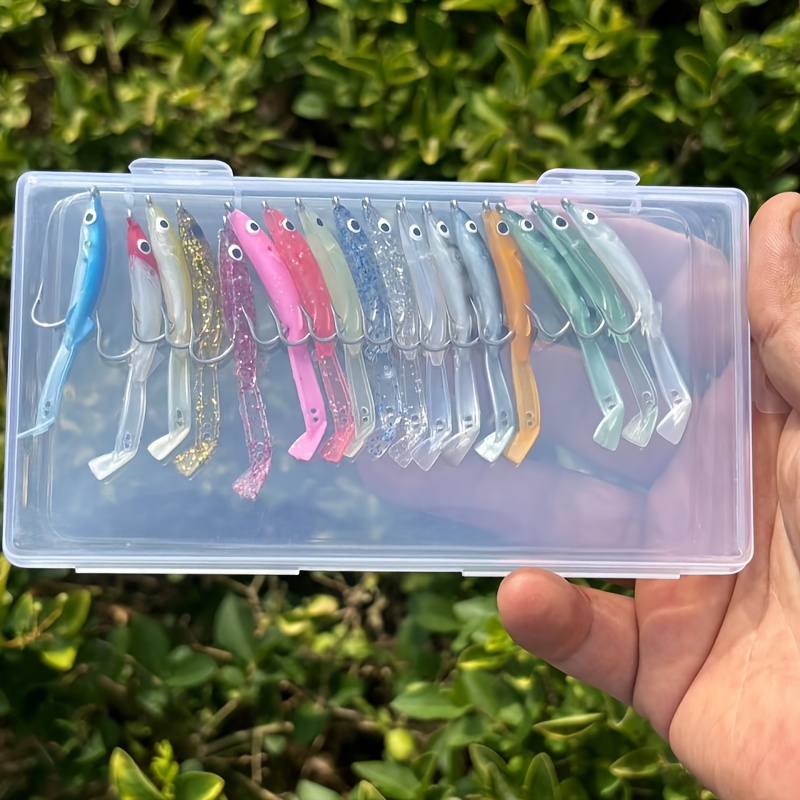 E-shop Aal Weichköder mit Tuben Haken Scharfe Hornkörner Box Lebensechtes Fischköder Meeresangeln Felsenangeln Fake Köder mit Haken für Süß- und