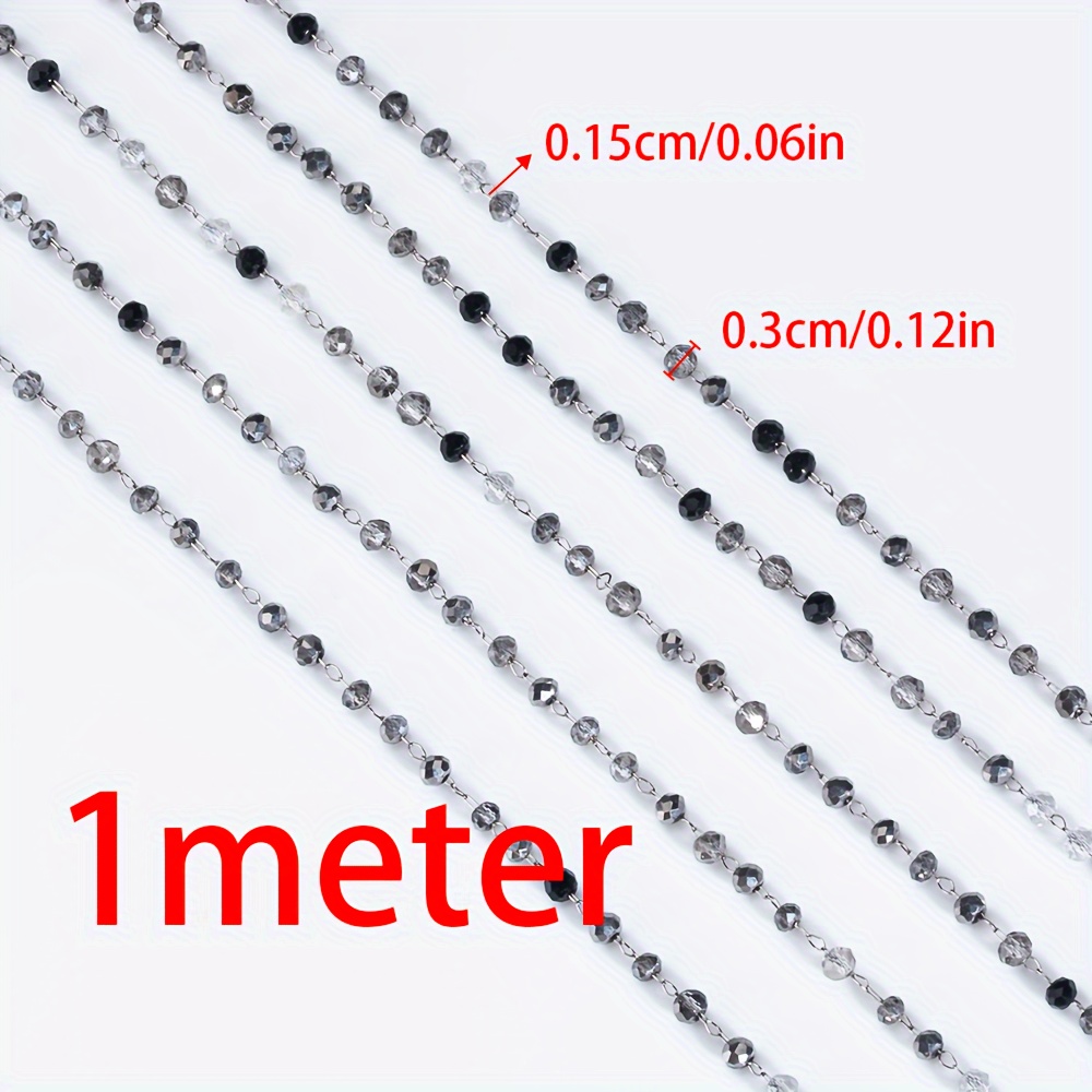 E-shop 1 Meter Edelstahl Perlenkette mit Grauen Steinen für Halsketten und Armbänder Schmuckherstellung DIY Zubehör