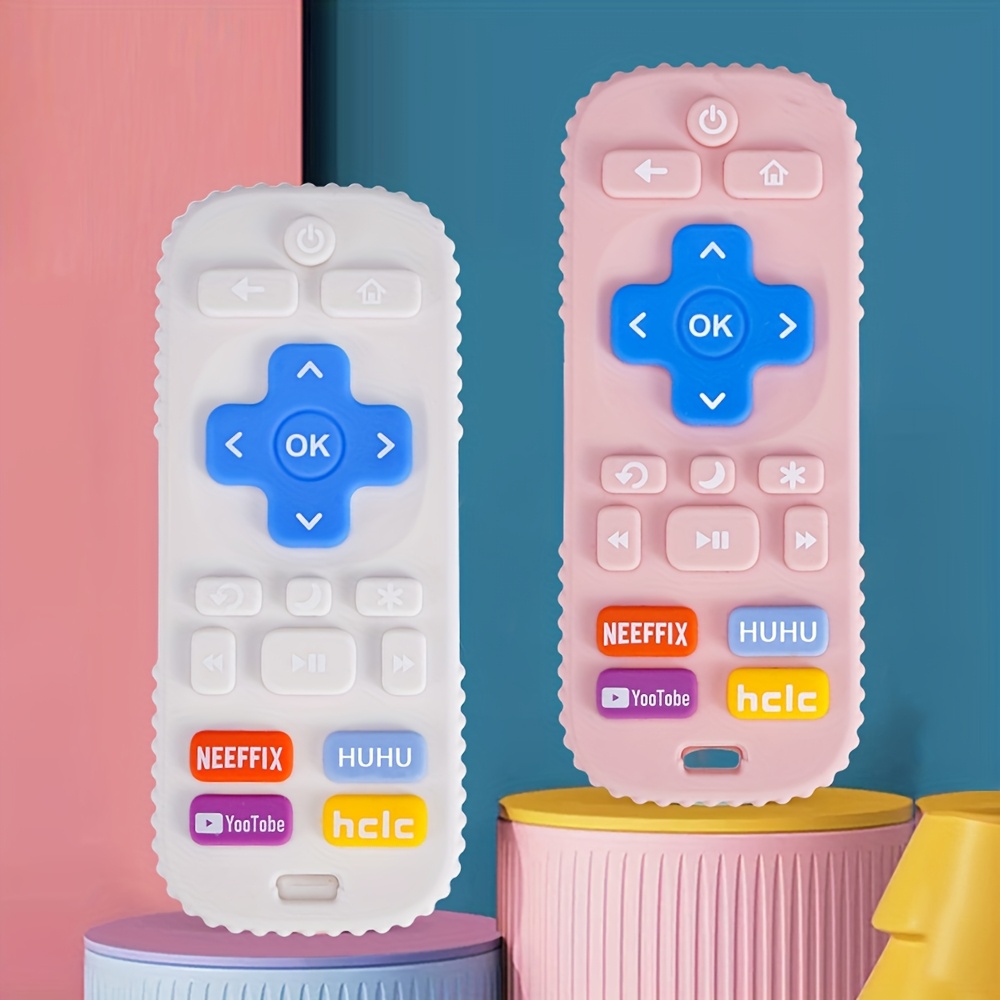 1pc Soft Silicone Youngsters Teether Toy - Pink Remote Control Design with Colorful Buttons, Safe & Durable Chew Toy for Teething Youngsters 0+, Easy to Clean & Disinfect, Youngsters Toy