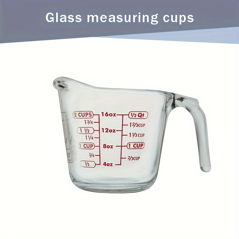 

2-cup Clear And Red Dual-tone Glass Measuring Cup