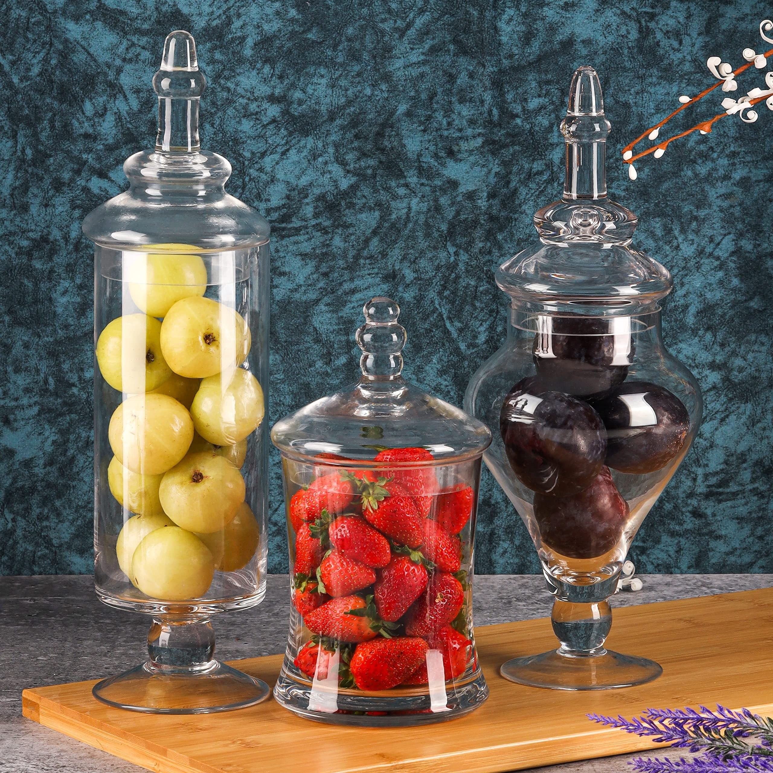 

3pcs Glass Jar Set, Bpa-free, Dishwasher Safe, Leak-proof, Round Containers, For Candy, Cookies, Food Storage, With Kitchen Display & Party Use