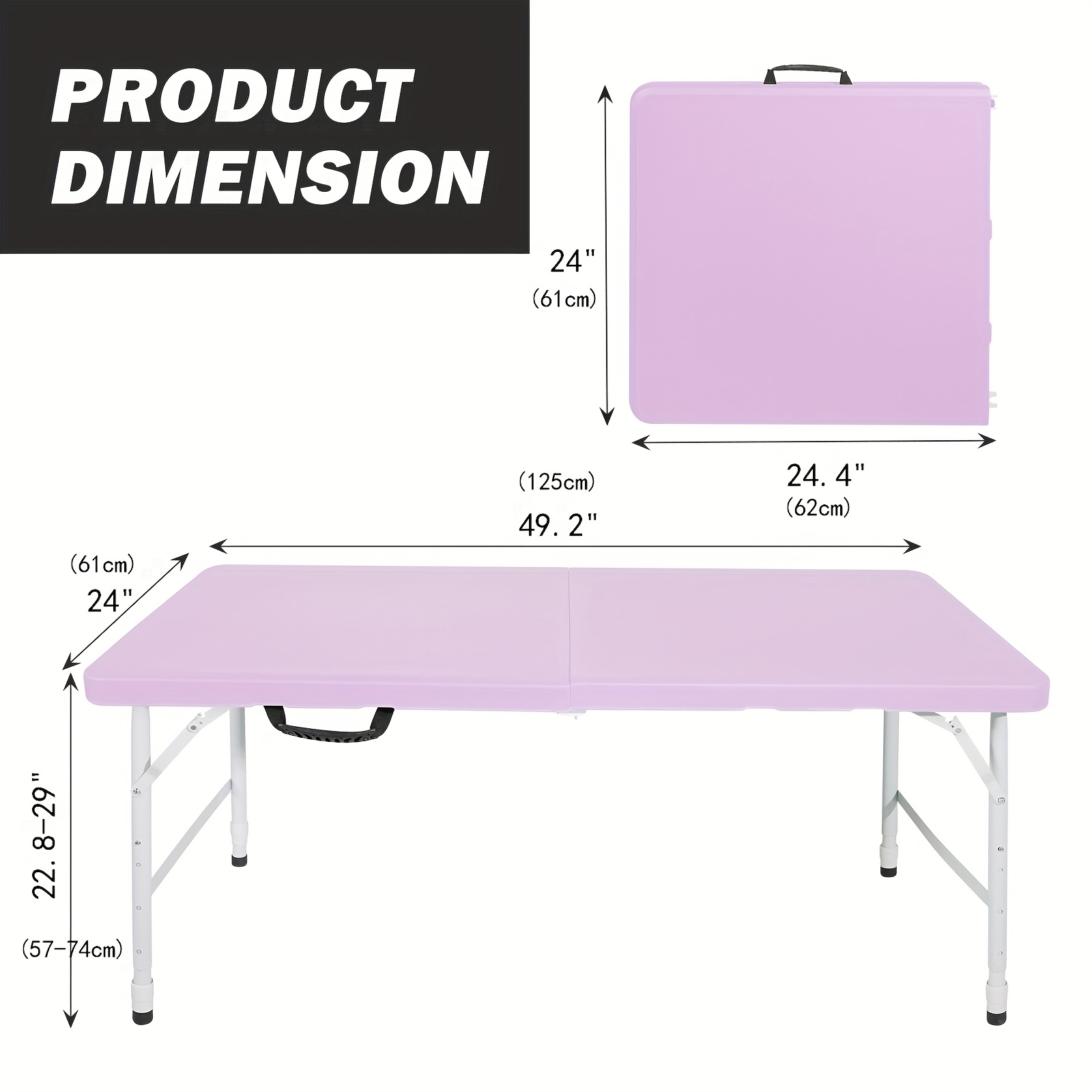 [Portable Picnic Table] Folding Table Purple Yellow Bule Portable Plastic Picnic Dining Table Fold-in-Half for Camp Party Kitchen Indoor Outdoor 4ft