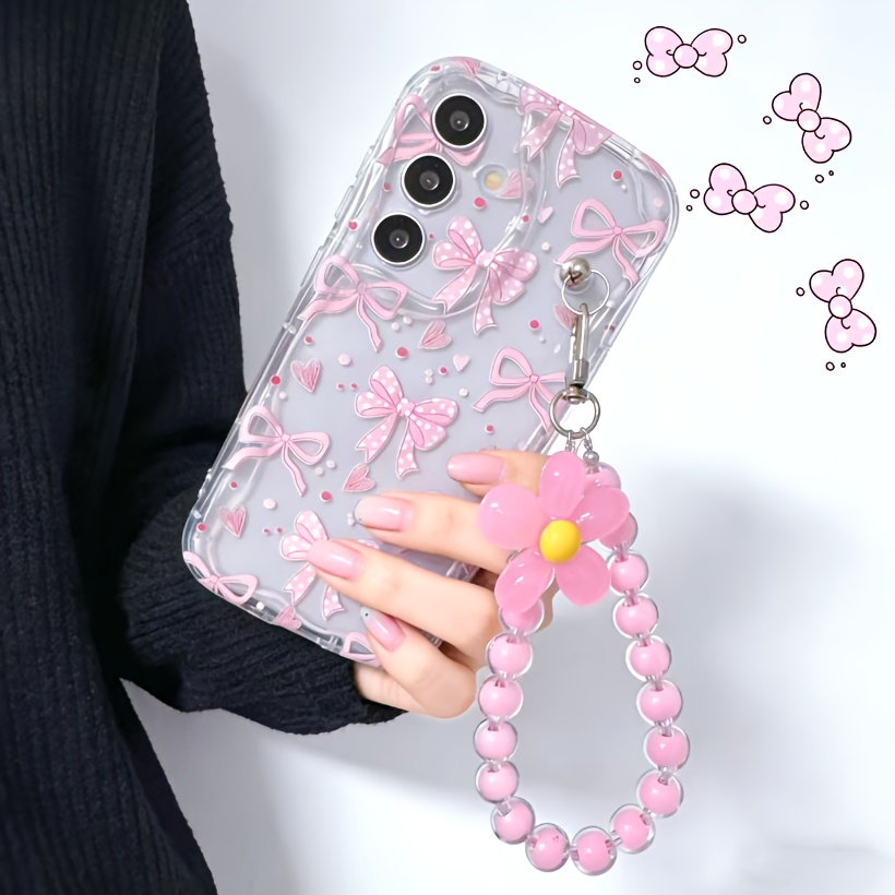 TEMU Phone Case: Bowknot Polka Dot Heart Compatible With Galaxy S25 Ultra Phone Case S24 Fe Suitable For A56/a16/a17-5g/a17/s24 Ultra Compatible With