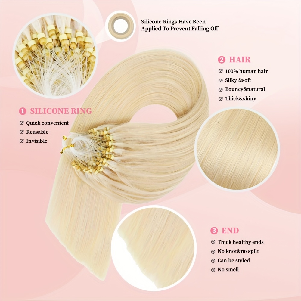 50 strands micro loop hair extensions real human hair 613 14  display picture 2