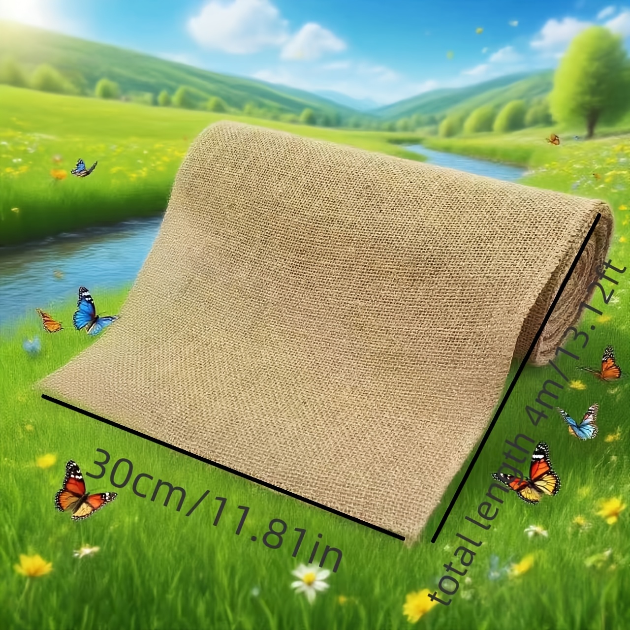 E-shop 25/30/35 cm breite – 4 m lange Natur- Braune Jute-Stoffrolle im Leinen-Look – für DIY-Bastelarbeiten, Weihnachtstischdecken Stuhlvorhänge,
